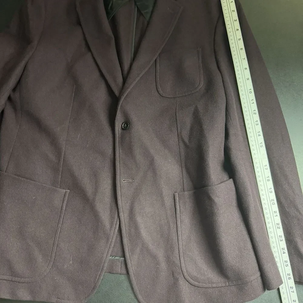 Banana Republic Italy Slim Fit Sport Coat 48L Mens Burgundy Red Solid Wool‎